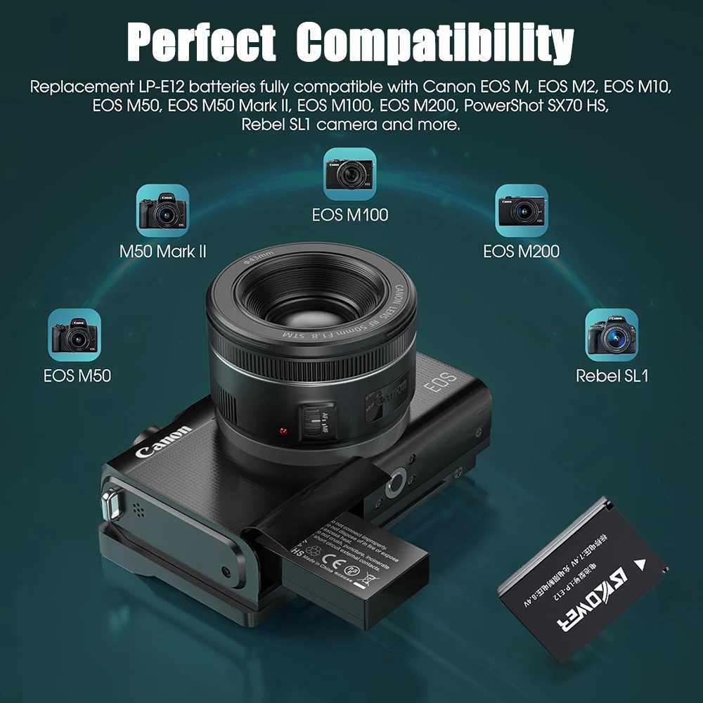 New LP-E12 Camera Battery for  - Canon Camera Eos M50 Mark Ii 评论和价格